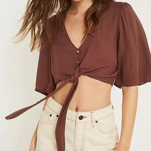 Urban outfitters half sleeve crop top